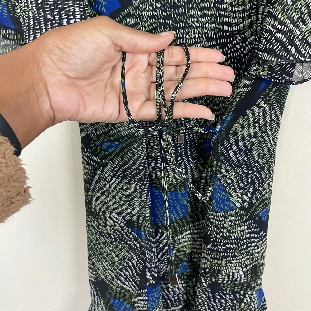 REISS Sophie Chiffon Mini Dress Green Jungle Print Green Size 0 - Picture 7 of 12
